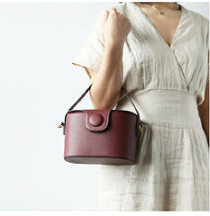 Stylish LEATHER WOMEN Bukcet Handbag SHOULDER BAG Barrel Purse FOR WOMEN