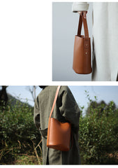 Stylish LEATHER WOMEN Bucket Handbag Barrel SHOULDER BAG Crossbody Purse FOR WOMEN