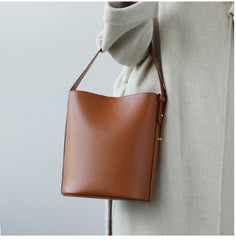 Stylish LEATHER WOMEN Bucket Handbag Barrel SHOULDER BAG Crossbody Purse FOR WOMEN