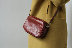 Cute Leather Womens Small Crossbody Bag Purse Double Zipper Shoulder Bag for Women