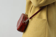 Cute Leather Womens Small Crossbody Bag Purse Double Zipper Shoulder Bag for Women