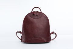 Genuine Leather Cute Women Backpack Bag Shoulder Bag Red Brown Leather Purse