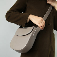 Minimalist Leather Womens Stylish Saddle Crossbody Bag Purse Shoulder Bag for Women