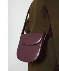 Minimalist Leather Womens Stylish Saddle Crossbody Bag Purse Shoulder Bag for Women