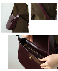 Minimalist Leather Womens Stylish Saddle Crossbody Bag Purse Shoulder Bag for Women