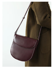 Minimalist Leather Womens Stylish Saddle Crossbody Bag Purse Shoulder Bag for Women