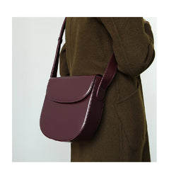 Minimalist Leather Womens Stylish Saddle Crossbody Bag Purse Shoulder Bag for Women
