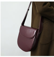 Minimalist Leather Womens Stylish Saddle Crossbody Bag Purse Shoulder Bag for Women