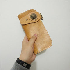 [On Sale] Badass Mens Leather Biker Chain Wallet Handmade Long Biker Wallet with Chain