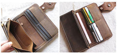 Handmade Mens Long Biker Wallet with Chain Cool Leather Biker Chain Wallet