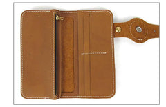 Handmade Mens Long Biker Wallet with Chain Cool Leather Biker Chain Wallet