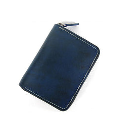 [On Sale] Handmade Cool Mens Zippers Leather Small Wallet billfold Wallet with Zippers