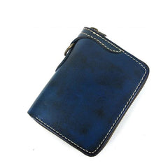 [On Sale] Handmade Cool Mens Leather Biker Chain Wallet Small Biker Wallets with Zippers
