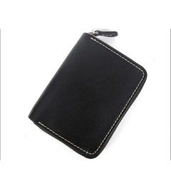 [On Sale] Handmade Cool Mens Zippers Leather Small Wallet billfold Wallets with Zippers
