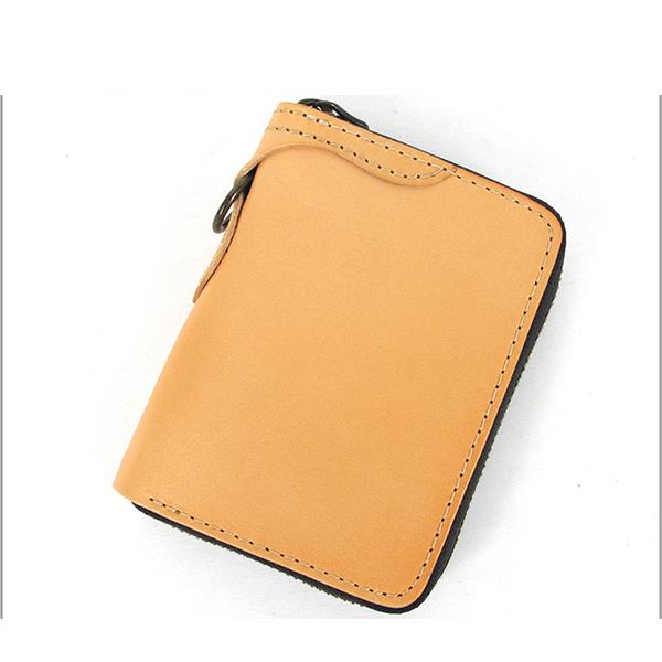 [On Sale] Handmade Mens Leather Biker Chain Wallet Cool Small Biker Wallet with Zippers