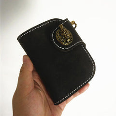 [On Sale] Handmade Mens Leather Small Biker Chain Wallet Cool billfold Biker Wallets with Chain