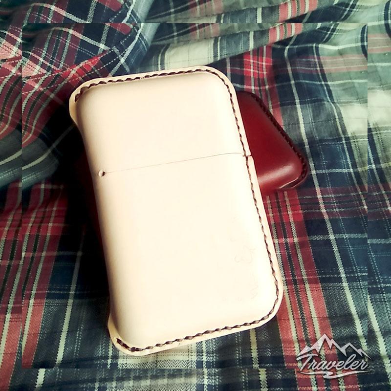 Beige Leather Mens Cigarette Holder Case Vintage Custom Cigarette Case for Men