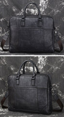 Vintage Leather Mens Briefcase Postman Bag 14inch Laptop Bag Handbag Work Bag For Men