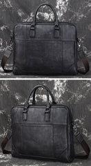 Vintage Leather Mens Briefcase Postman Bag 14inch Laptop Bag Handbag Work Bag For Men