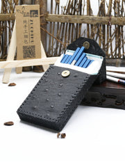 Handmade Leather Black Womens Cigarette Holder Case Cigarette Holder for Women