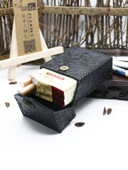 Cool Leather Mens Engraved Floral Handmade Cigarette Holder Case for Men