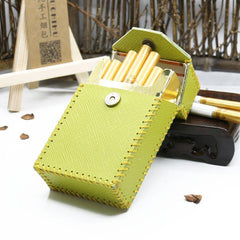 Cute Handmade Leather Womens Green Cigarette Holder Case for Women