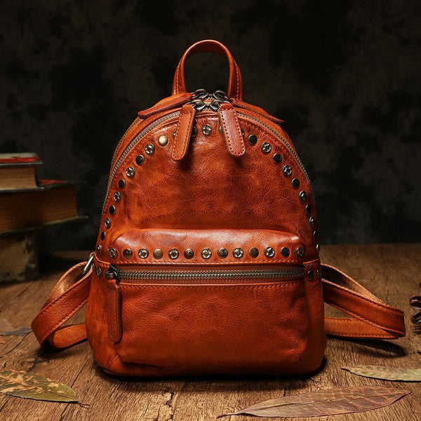 Brown Leather Rucksack Womens Leather Small Backpack Ladies Backpack Purse DD84581110
