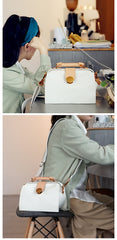 Vintage Womens Gray Leather Doctor Handbags Shoulder Purses Doctor Purse for Women