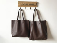 Fashion Womens Coffee Leather Oversize Tote Bag Coffee Shoulder Tote Bag Handbag Tote For Women