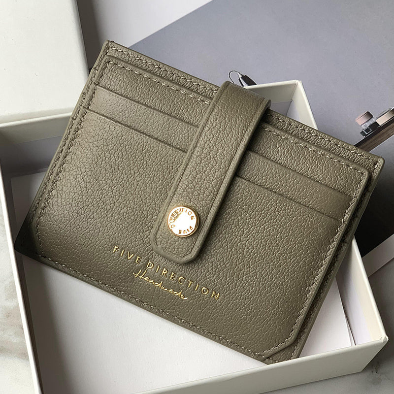 Cute Women Mocha Green Sheepskin Card Holder Slim Card Wallet Mocha Green Small Card Holder Credit Card Holder For Women