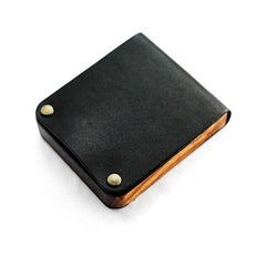 Cool Black Leather Mens Cigarette Case Wooden Custom Cigarette Holder for Men