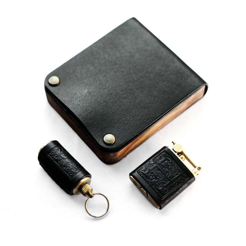 Luxury Black Leather Cigarette Case 