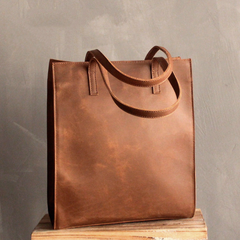 Vintage WOMENs LEATHER Tote Bag Stylish Leather Work Tote Purses FOR WOMEN