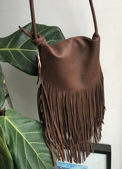 Handmade WOMENs LEATHER Tassels Shoulder Bag Vintage Crossbody Purse With tassels