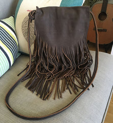 Handmade WOMENs LEATHER Tassels Shoulder Bag Vintage Crossbody Purse With tassels