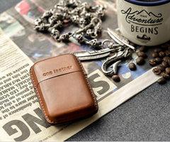 Handmade Brown Leather Mens 11pcs Cigarette Holder Case Cool Custom Cigarette Case for Men