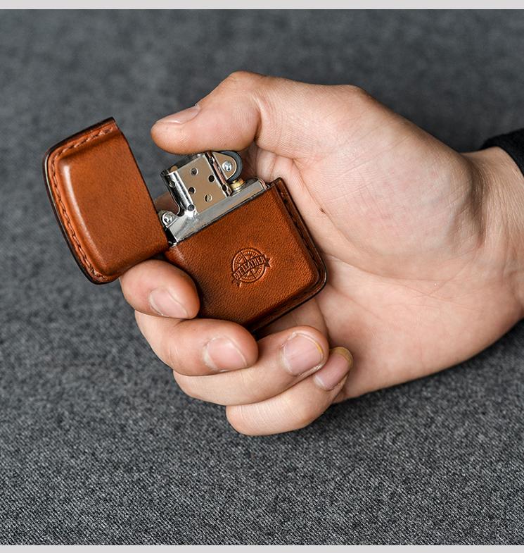  Handcrafted Leather Lighter Case - LOSHARHER Sleek and Compact  Sleeve to Keep Your Zippo Lighter Safe and Secure : Everything Else