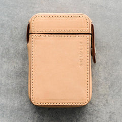 Cool Beige Leather Mens 20pcs Cigarette Holder Case Cool Custom Cigarette Case for Men
