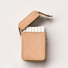 Cool Beige Leather Mens 20pcs Cigarette Holder Case Cool Custom Cigarette Case for Men