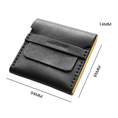 Cool Wooden Leather Mens Black Wallet Small Card Holder Black Coin Wallet for Men
