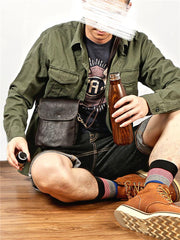 Cool Black Leather Mens Small Vertical Courier Bag Brown Messenger Bags Blue Postman Bag For Men