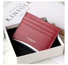 Women Orange Leather Card Holders Small Card Wallet Minimalist Credit Card Holder For Women