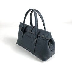 Womens Navy Work Leather Handbag Purse Leather Gray Work Shoulder Bag Handbag Purse for Ladies