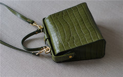 Handmade Womens Stylish Square Light Green Leather Doctor Handbag Side Purse Doctor Purse for Women