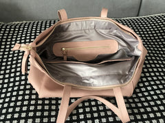 Stylish Womens Pink Leather Tote Bag Shoulder Tote Bag Pink Tote Purse For Women