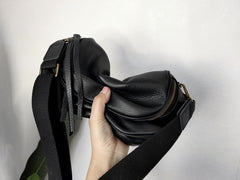 Fashion Women Black Leather Small Saddle Shoulder Bag Side Bag Black Saddle Crossbody Bag Purse For Women