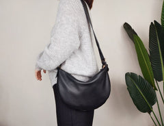 Fashion Women Black Leather Saddle Shoulder Bag Side Bag White Saddle Crossbody Bag Purse For Women