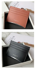 Women Red Leather Card Holders Small Card Wallet Minimalist Credit Card Holder For Women