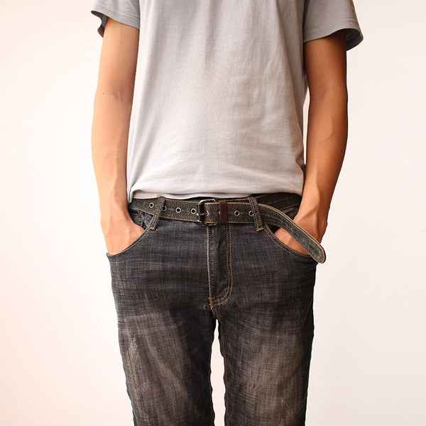Cool Blue Denim Slim Belts Denim Blue - Back View