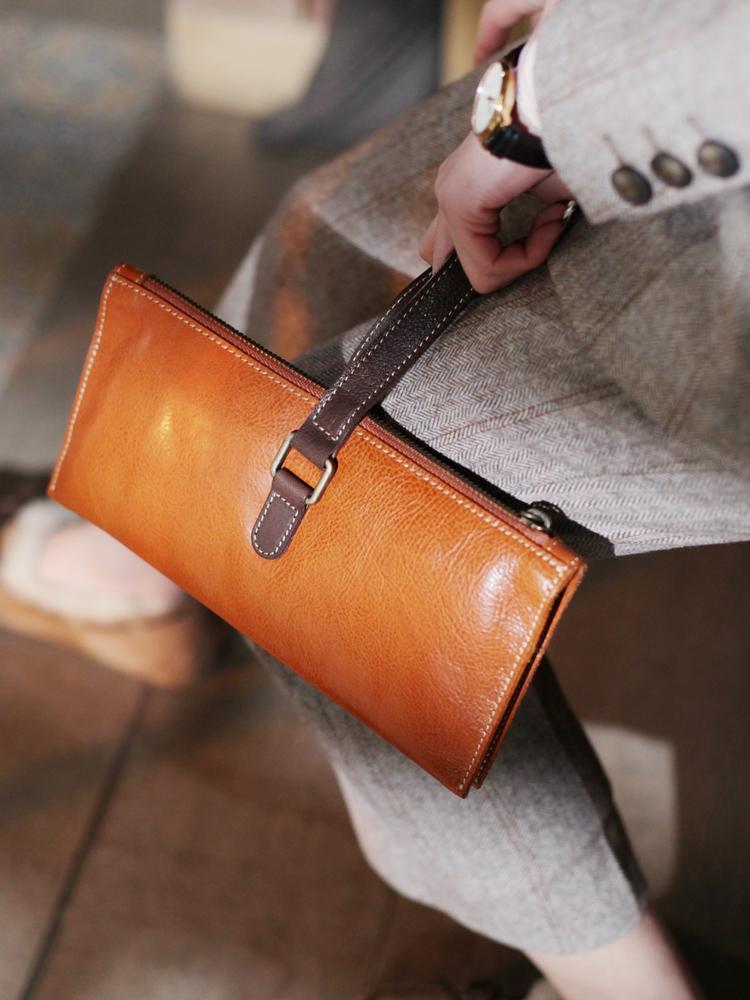 Unusual Handbags Soft Tan Leather Handbag Folded Clutch - Annie Jewel